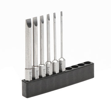 BROPPE 6Pcs 75mm Magnetic 2.0-6.0mm Flat Head Slotted Tip Screwdrivers Bits