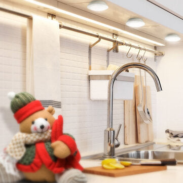 6PCS LED Wireless Cabinet Light Kitchen Counter Under Touch Closets Lighting Puck Lamp with Remote C