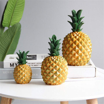 Pineapple Figurine Resin Coin Piggy Bank Money Box Ornament Home Room Decorations (SIZE: S)