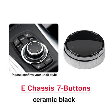 Car Multimedia Button Knob Cover For BMW E Chassis 7-Buttons (COLOR.: BLACK)