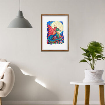 A4 Wooden Moon Dragon Jigsaw Puzzle DIY Unique Shape Pieces Animal Gift Mysterious Early Education T