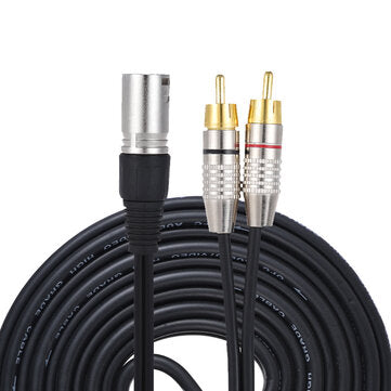 XLR Female to 2 RCA Male Audio Microphone Cable Audio Stereo Mic ... (SIZE: 3M | TYPE: FEMALETO2RCA)