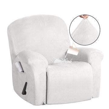 Recliner Cover Non Slip Stretch Suede Couch Armchair Chair Covers Protector (COLOR.: WHITE)