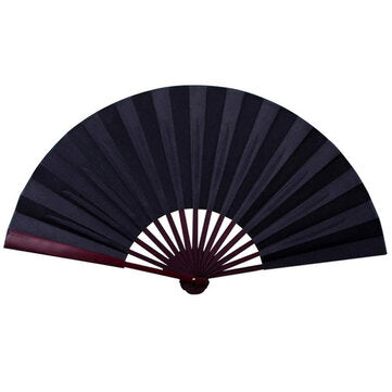8"/10" Silk White Chinese Folding Fan Hand Wave Fan Wooden Bamboo DI... (INCH: 8INCH | COLOR: BLACK)