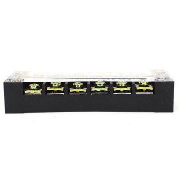 Excellway TB-2506 600V 25A 6 Position Terminal Block Barrier Strip Dual Row Screw Block Covered W/