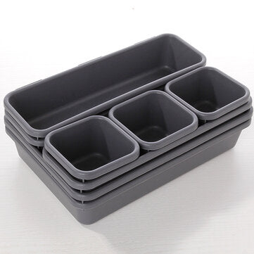 Plastic Compartment Drawer Cosmetic Makeup Jewelry Sundries Organizer Desktop Sto... (COLOR.: BLACK)
