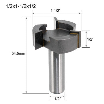 1/2 Inch 12mm Shank Router Bit Three-Edged T-Shped Clear-Bottom Slotting Milling ... (SIZE: 1/2INCH)