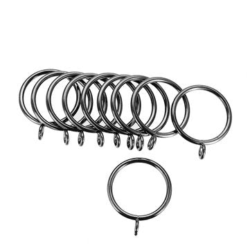 10Pcs Metal Curtain Rings Drapery Hanging Eyelet Rings 3 Colors for 38mm Pole Rod (COLOR.: BLACK)