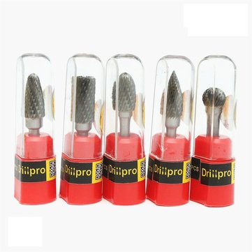 Drillpro RB13 5pcs 12mm Head Tungsten Carbide Rotary File Burr Die 6mm Shank for Rotary Drill