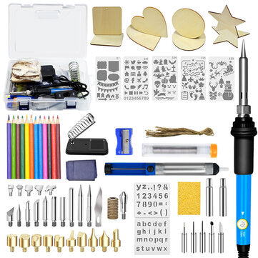 87Pcs 110V~240V 60W DIY Adjustable Temperature Electric Soldering ... (COLOR.: WHITE | PLUG: EUPLUG)