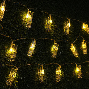 5M Warm White Battery Operated 40 LED String Light Hanging Pictures Photo Peg Clip Lamp for Indoor H