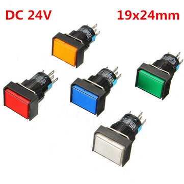 DC 24V Push Button Self-reset Momentary Switch LED Light (COLOR.: YELLOW)