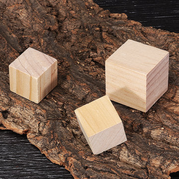 1.5/2/3/4cm Pine Wood Square Block Natural Soild Wooden Cube Crafts DIY Puzzle Making ... (SIZE: #3)