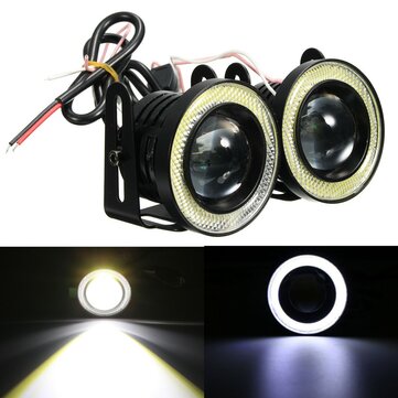 Universal 2.5Inch COB LED Fog Lights White Angel Eyes Halo Ring Daytime Running L... (COLOR.: WHITE)