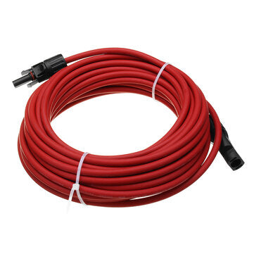Black/Red 10M 12AWG Solar Panel Extension Cable Wire With MC4 Connector (COLOR.: RED)