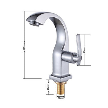 Modern Swan Neck Chrome Bathroom Basin Faucet Waterfall Spout Single Handle Sink Bath Single Cold Ta