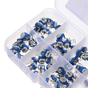 100pcs RM065 Horizontal Trimpot Potentiometer Assortment Kit With Storage Box
