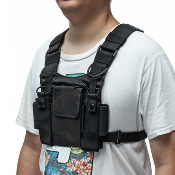 Chest 3 Pocket Harness Nylon Bag Pack Backpack Holster for Radio Walkie Talkie Two Way Radio