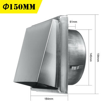 100/125/150mm Stainless Steel Square Wall Air Vent Ducting Grille Cover (SIZE: 150MM)