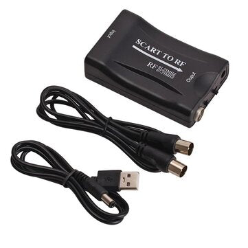 SCART to RF Coax Video Converter Adapter SCART Digital Signal to RF Analog Signal For DVD/Blu-ray Pl