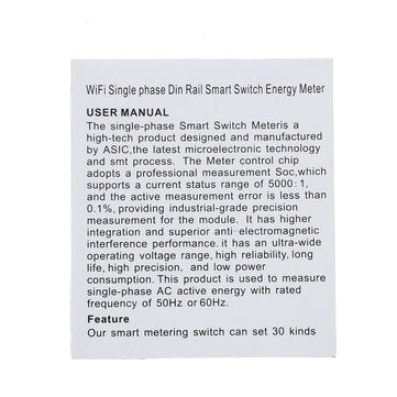 Smart Life Tuya APP Single Phase Din Rail WIFI Smart Energy Meter Power Consumption kWh Meter Wattme