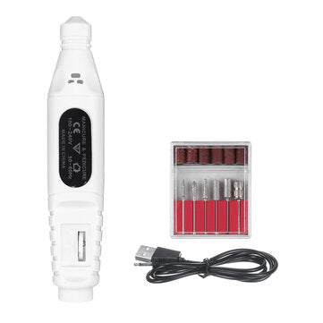 USB DC5V Nail Power Drills Nails Gel Art Polisher Pedicure Nail Beauty Tool 20000R... (COLOR: WHITE)
