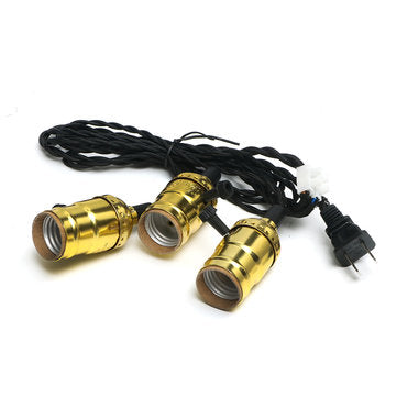 E27 Edison Chandelier Screw Bar House Retro Lamp Head Triple Light Bulb Adapter So... (COLOR.: GOLD)