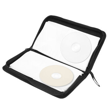 80Pcs CD DVD Storage Bag Black Leather CD Bag