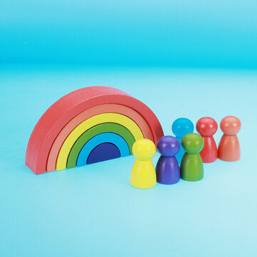 Rainbow Arched Building Block Combination Wooden Children`s Educational Colorful Semicircle Building