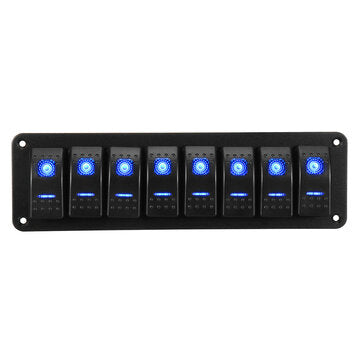 8 Gang LED Rocker Switch Panel Breaker Waterproof For Car Marine Boat (COLOR: BLUE)
