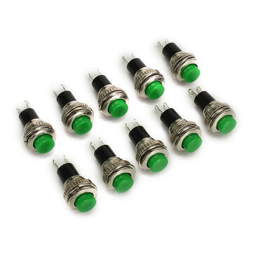 Wendao DS-316 250V 1A 10mm Self-resetting OFF/ON Switch Push Button No Lock 10pcs (COLOR.: RED)