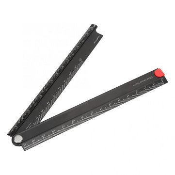 0-300mm Portable Angle Ruler Aluminum Alloy Rulers Folding Aluminum Alloy Ruler ... (COLOR1: BLACK)
