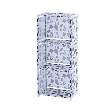 4/5 Layers Fabric Bookshelf Simple Multifunctional Debri... (LAYERS: 4LAYERS | COLOR: BLACKANDWHITE)