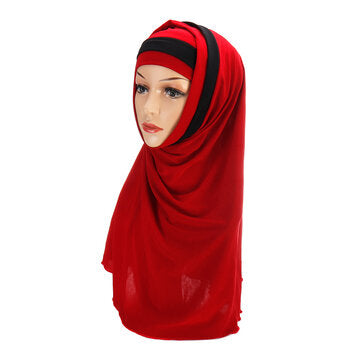 Women Girls Mask Hijab Lace Scarf Islamic Amira Headwear Shawls Headwraps (COLOR.: RED)