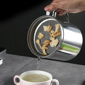 Kitchen Cooking Oil Filter Pot Soup Grease Stainless Steel Strainer Separator for Kitchen Filter Too