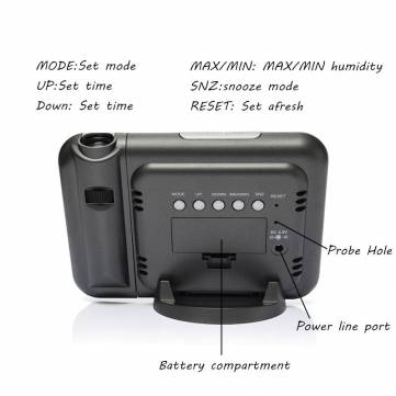 Digital Color LED Screen Alarm Time Laser Wall Projector Projection Calendar Humidity Date Max/Min T