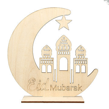 Wood DIY Decorations Islamic Palace Eid Al-Fitr Mubarak Gifts Home Ornament (SIZE: #2)