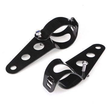 Motorcycle Headlight Mounting Bracket Fork Ears Adjuster Mount Clamp Holder For Ca... (COLOR: BLACK)