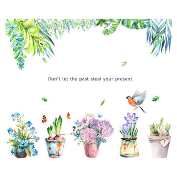 Miico FX82026 2 PCS Flower Printing Sticker Decorative Sticker Sofa Background Wall Sticker DIY Stic
