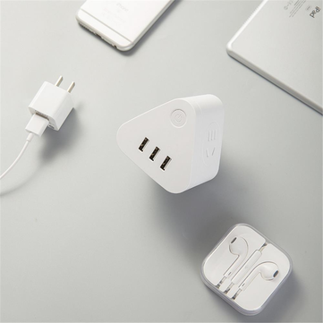 Deli 18322 Intelligent USB Socket Adapter Plug USB Wireless Triangle Cube Row Plug Charging Security