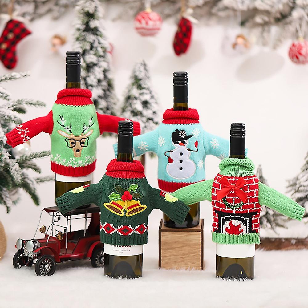 1 Pcs Christmas Wine Bottle Cover, Reusable Bottle Clothes, Bells