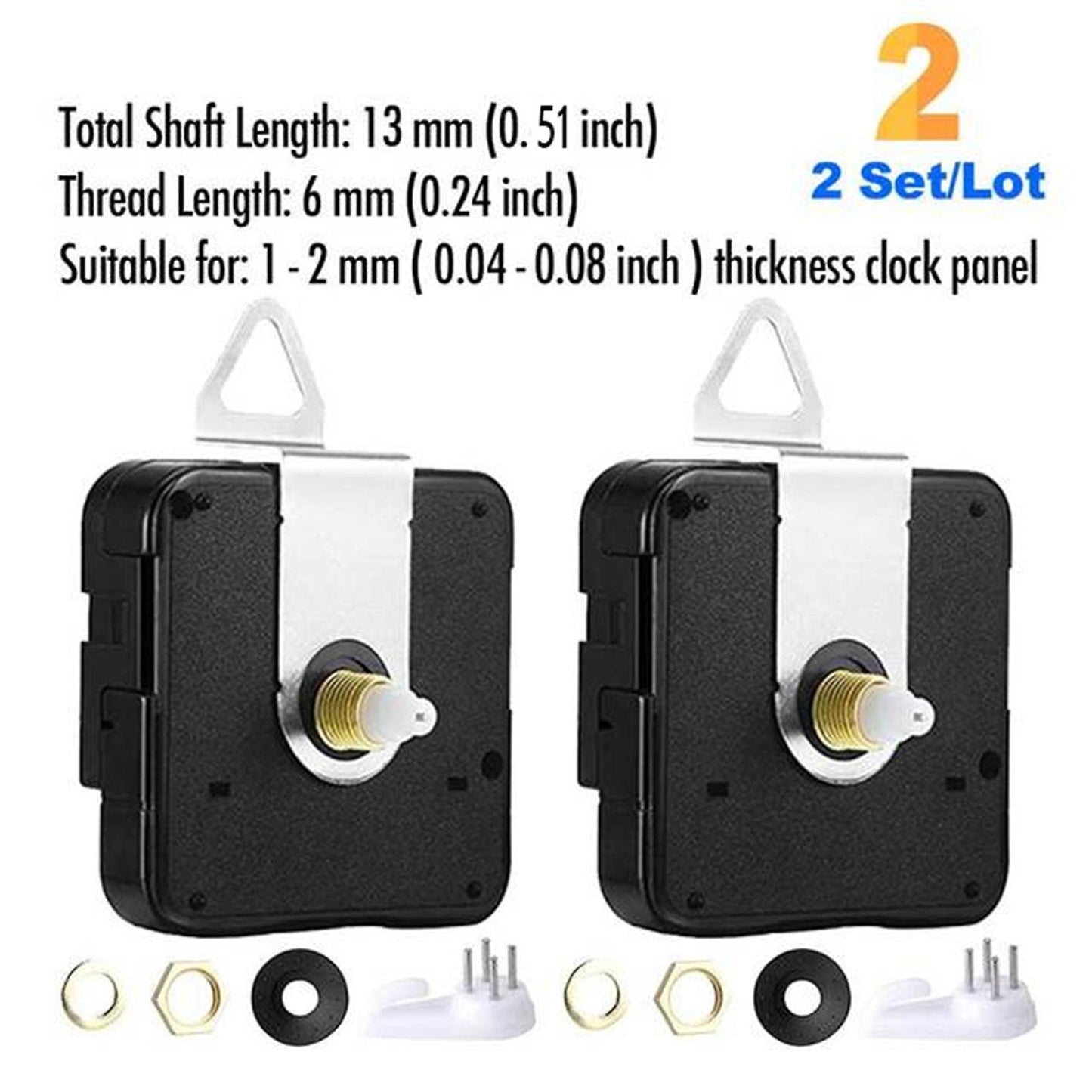 2pcs Silent Diy Quartz Wall Clock for Repair Parts Home Decor 13mm