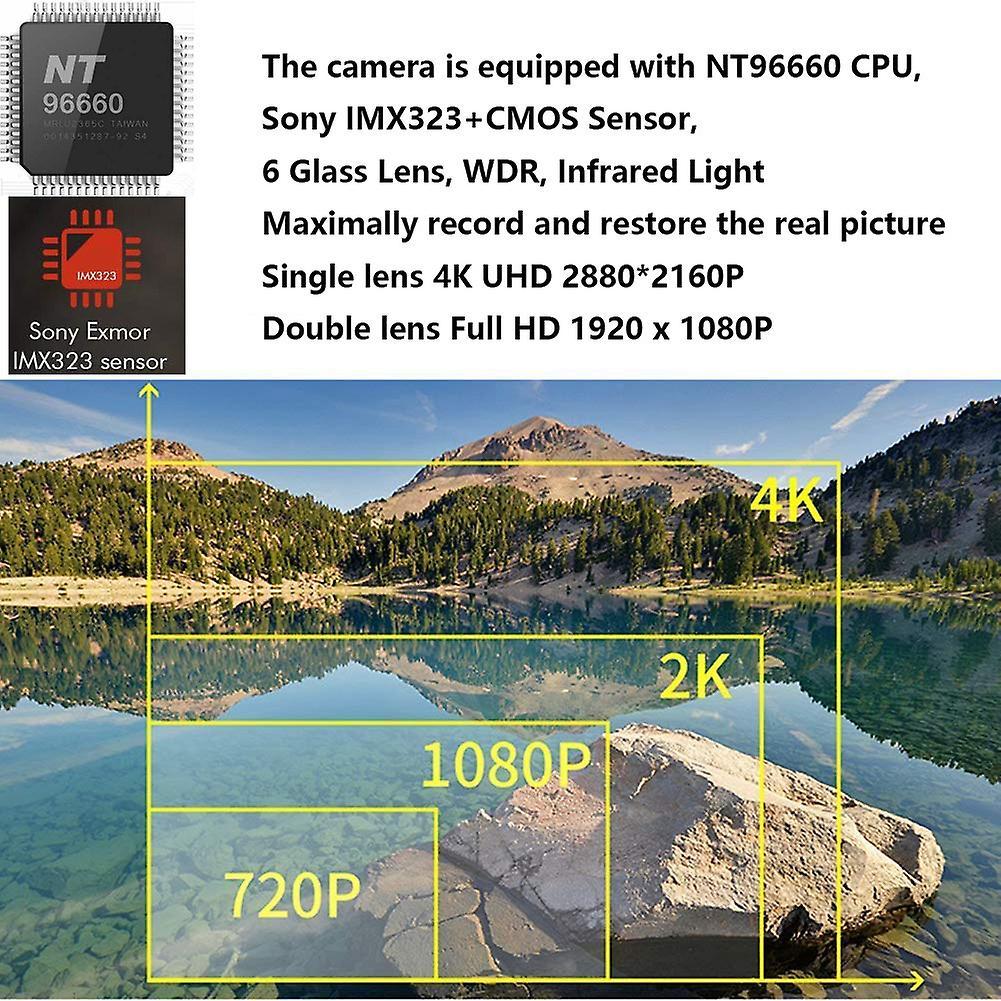 Dual Lens 4k Wifi Gps Car Dvr Night Vision Dual Camera Recorder A