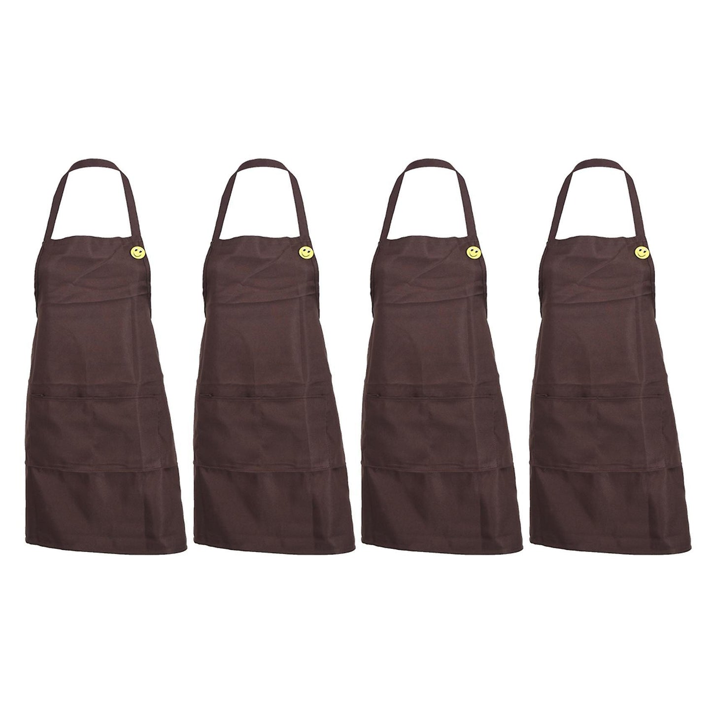 4x Plain Apron with Front Pocket Kitchen Cooking Craft Baking Coffee