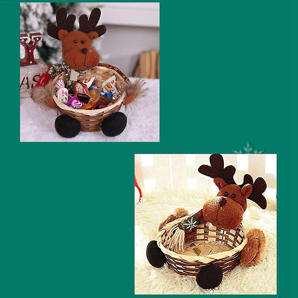 Christmas Candy Storage Box Xmas Decoration Ornament Elk Gift Basket