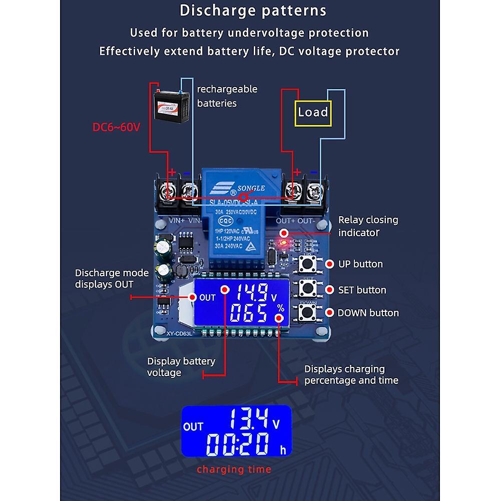 Dc6-60v 30a Battery Charging Control Module Lcd Display Xy-cd63l