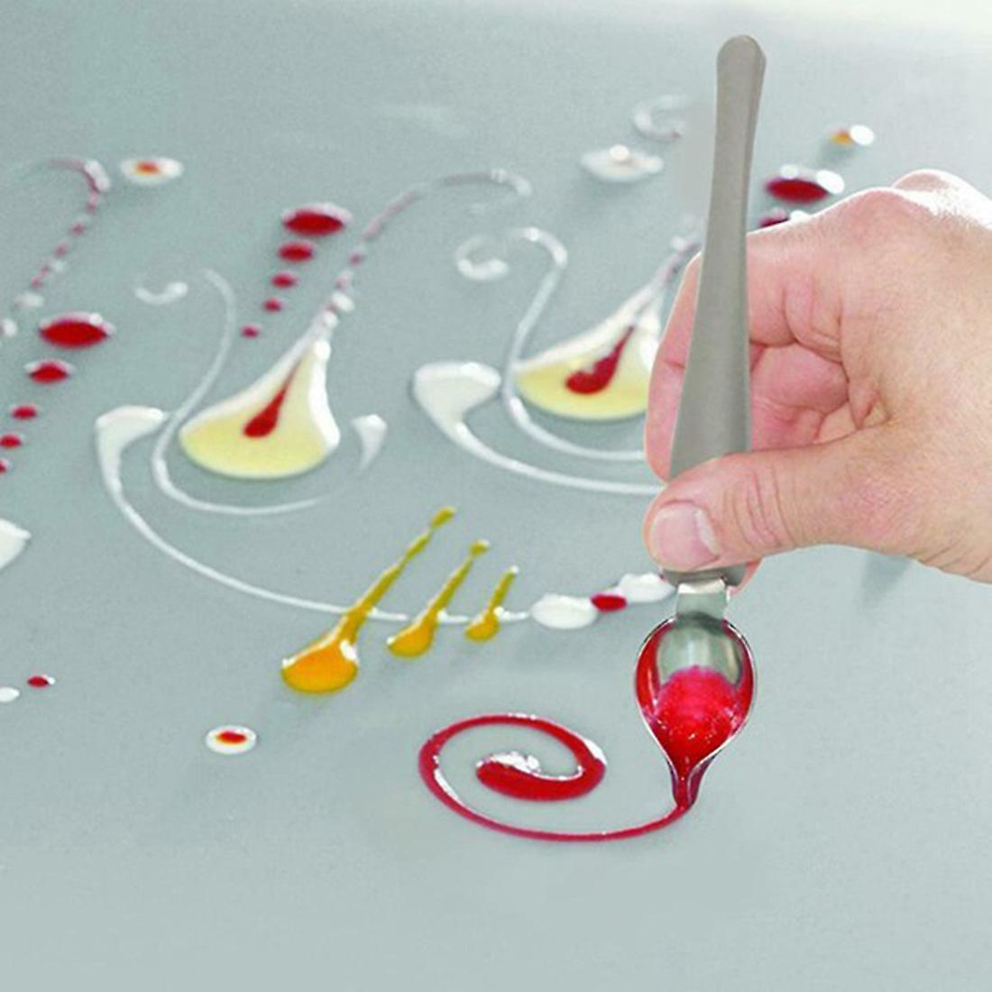 4 Pcs Drawing Decorating Spoon Chocolate Spoon Fruit Tool