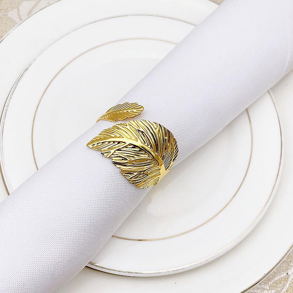 Napkin Rings Set Of 6, Metal Napkin Rings for Holiday Party Gold