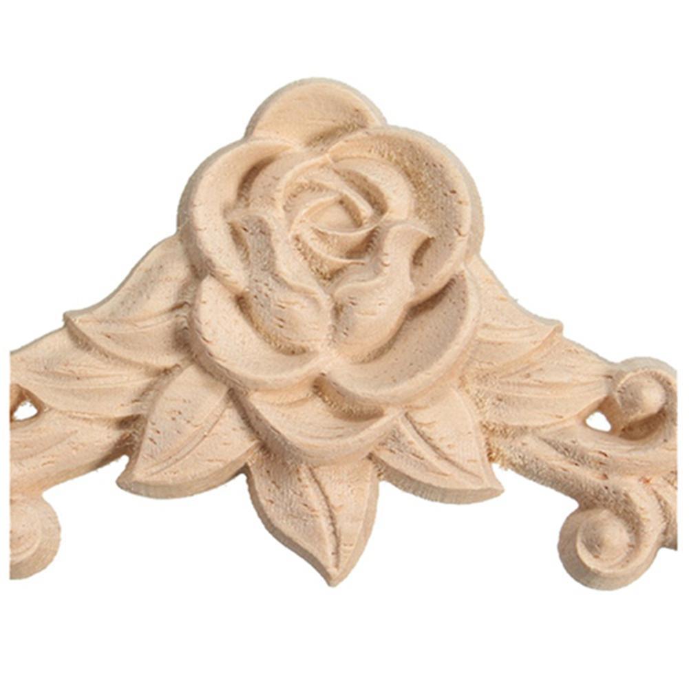 8 X 8cm Wood Carved Corner Onlay Applique Craft Unpainted Home Dcor