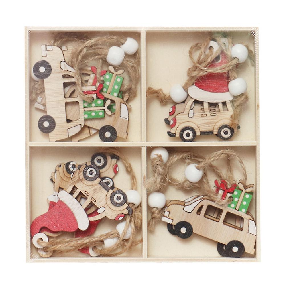 12pcs Wood Christmas Tree Pendant Hanging Ornament Home Decor, A